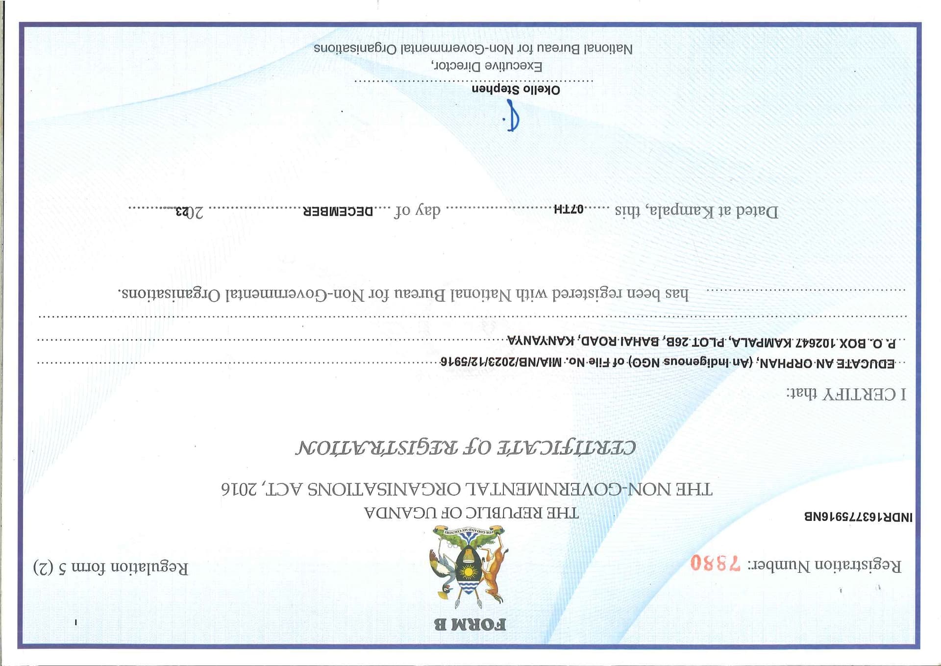 EAO certificate of registration