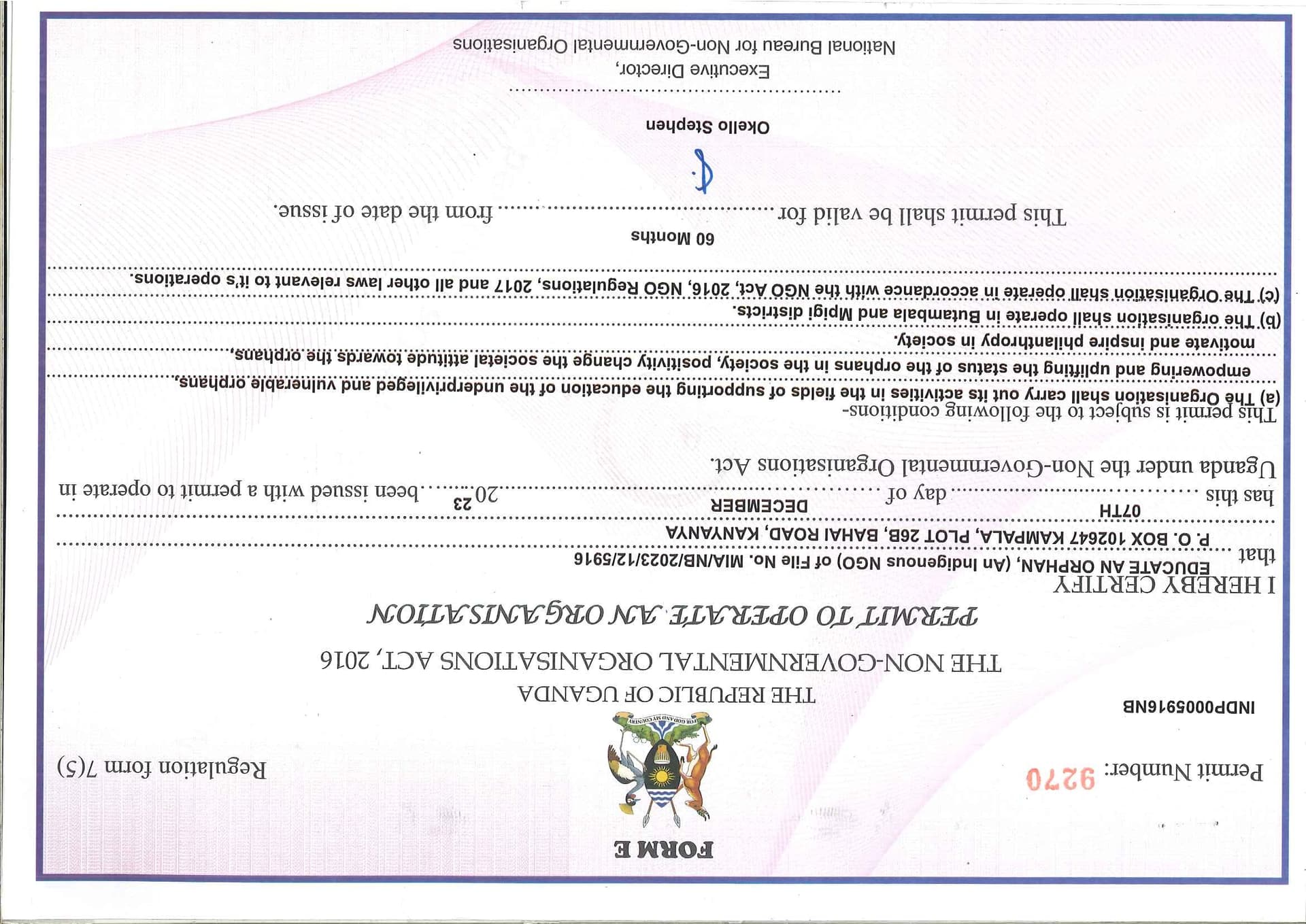 EAO operational permit